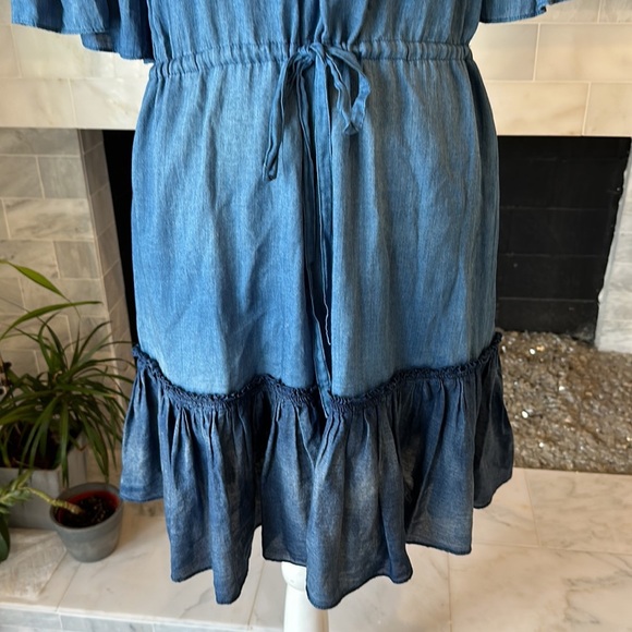 Rebecca Taylor LA VIE Cotton Denim Tiered Short Sleeve Dress Size XS - Picture 6 of 16